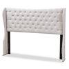 Baxton Studio Cadence Modern and Contemporary Greyish Beige Fabric Button-Tufted Queen Size Winged Headboard